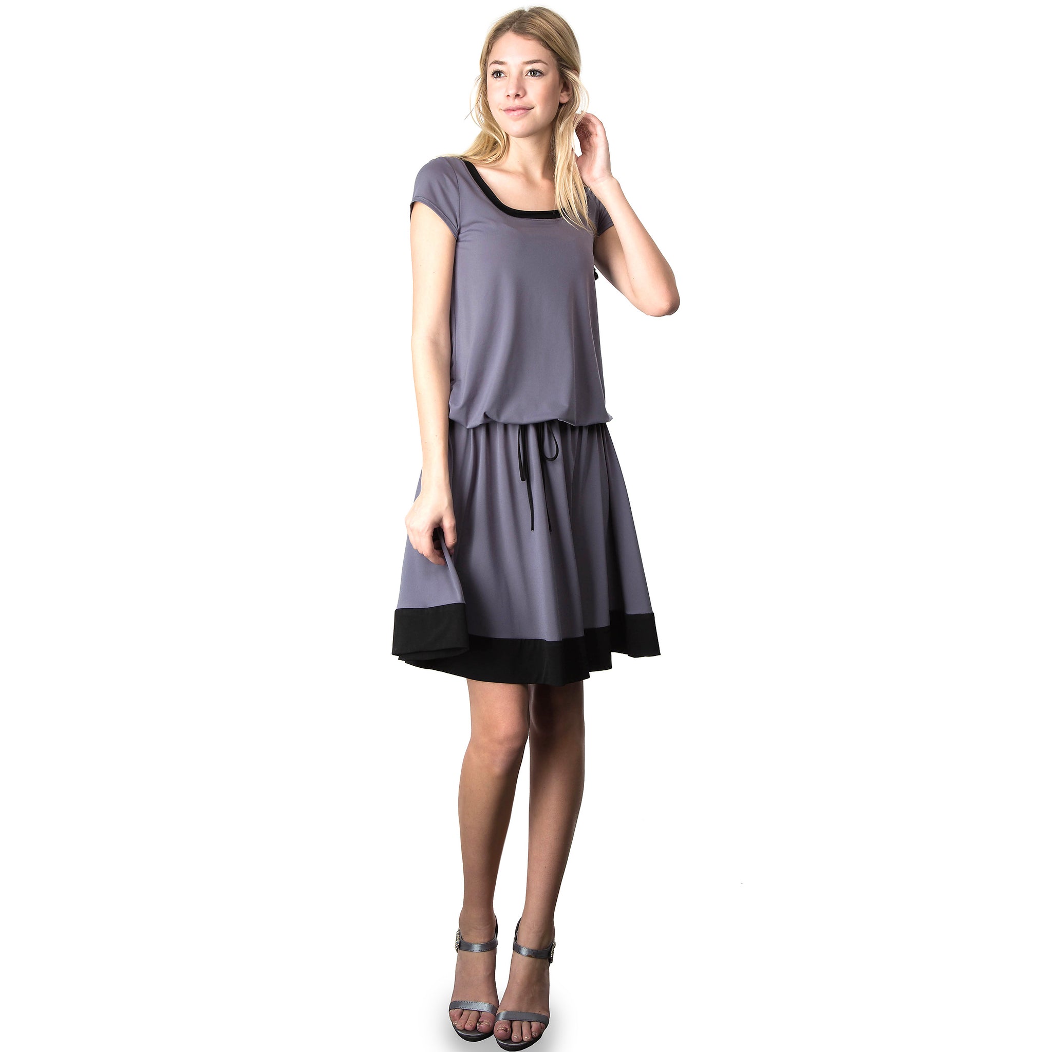 Evanese Women's Short Sleeve Color Block Casual Knee Length Dress –  Ellemore-Stylethru